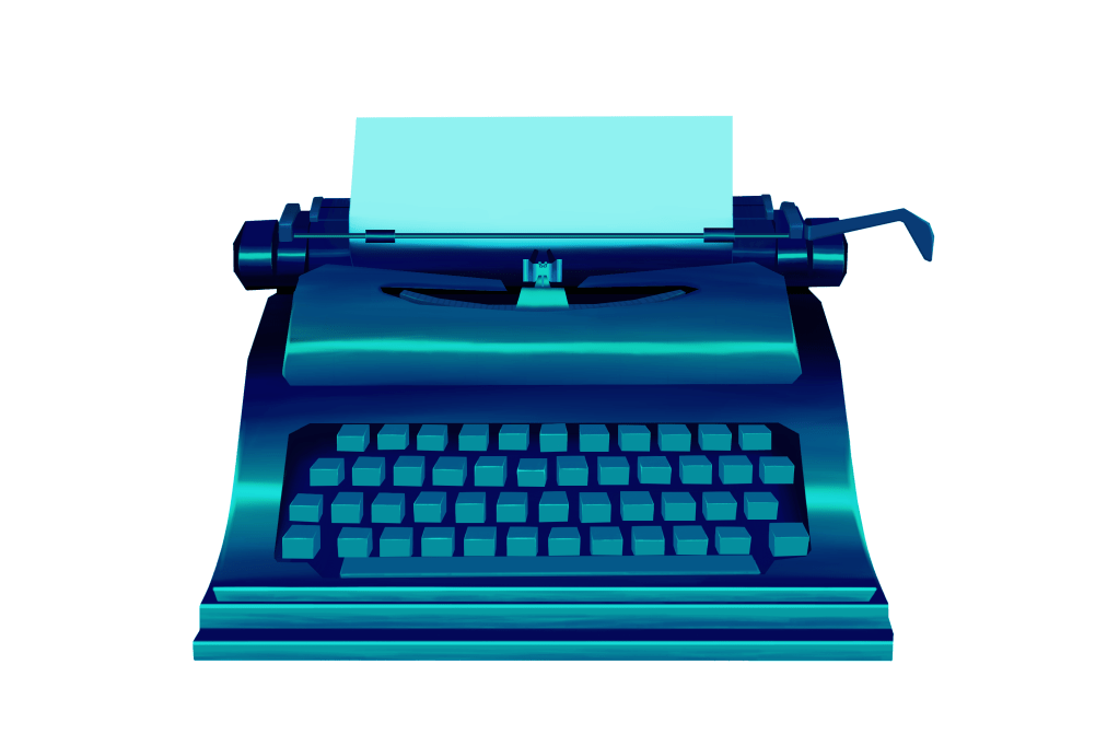 Typewriter with a piece of paper set in the paper table.